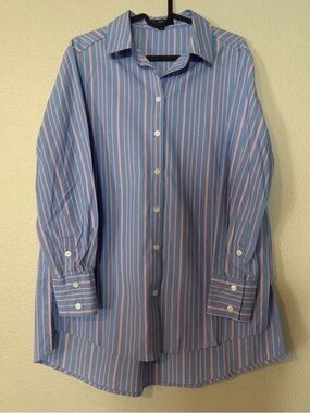 Velvet Heart Blue and Pink Striped Cotton Shirt